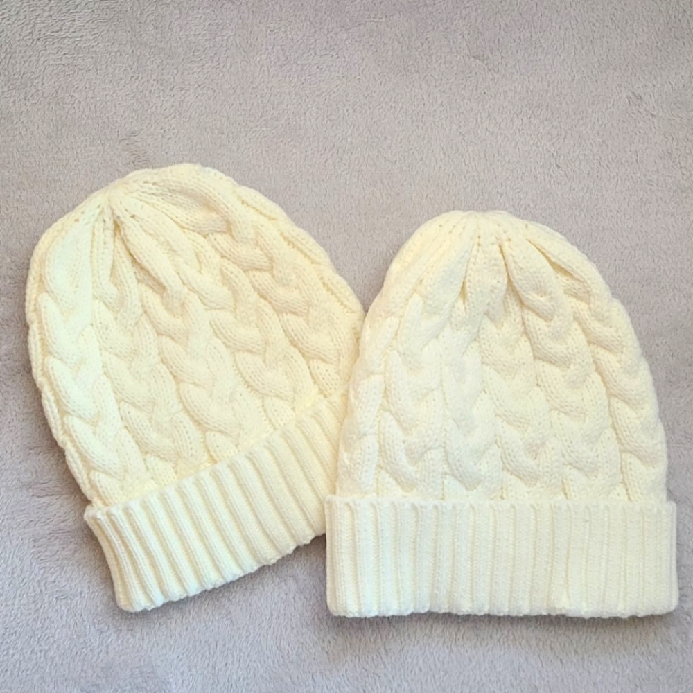 White Cable Knit Winter Hat
